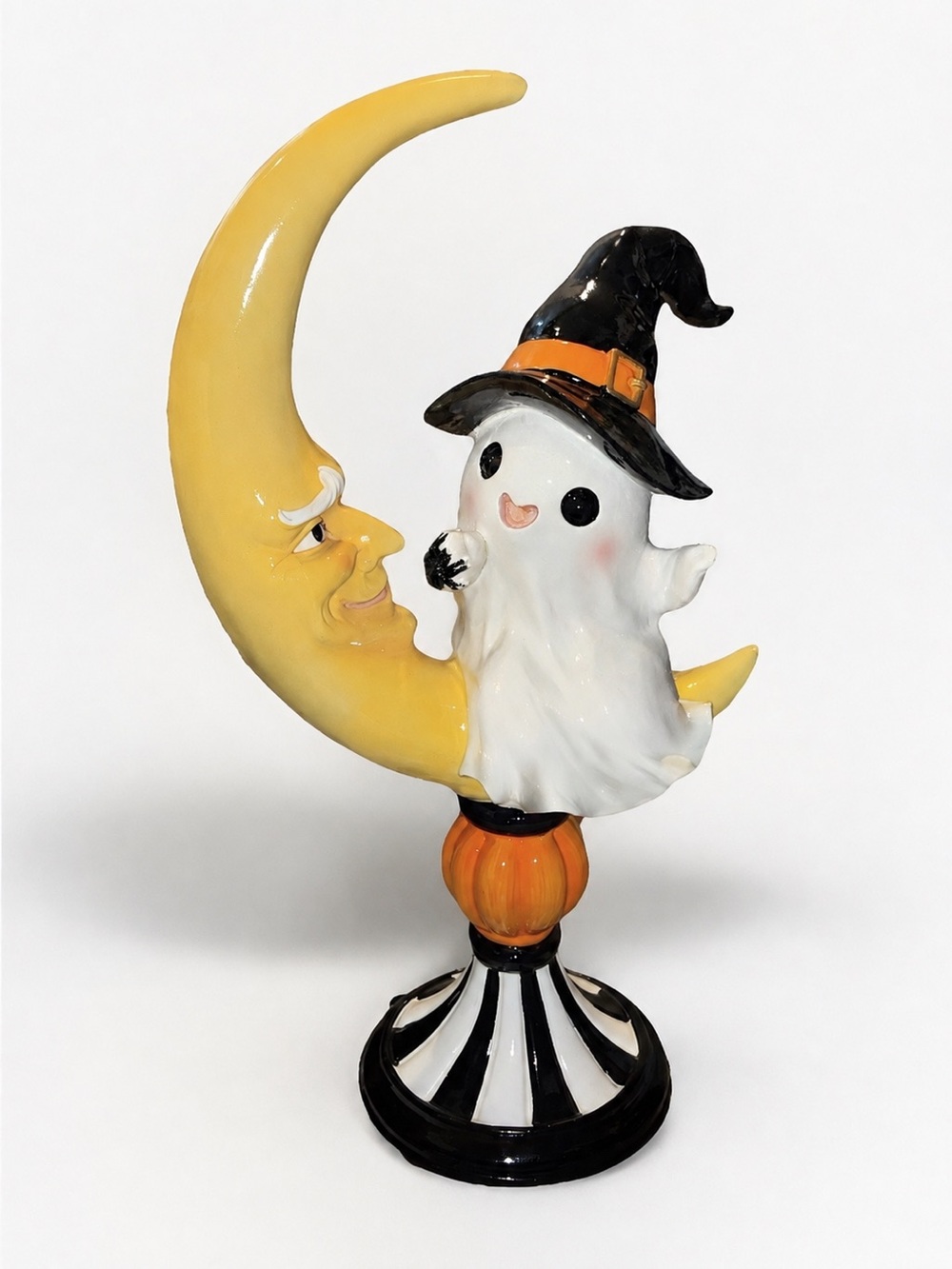 NEW Goblin & Ghoul 20" Ghost Sitting On A Crescent Moon Halloween Decor